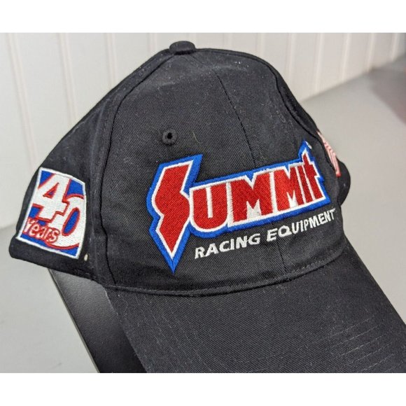 Summit Racing Equipment 4oth anniv Baseball snap Hat Black Snapback USA Flag - Picture 2 of 6